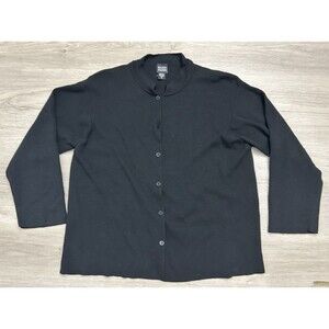 Eileen Fisher Top Women  Button Down 100% Merino Wool Quiet Luxury Medium casual